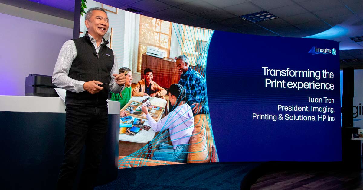 Tuan Tran, presidente de Imagen, Impresin y Soluciones de HP, durante HP Imagine